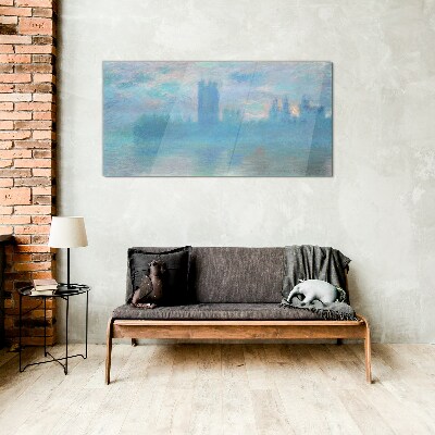 Foggy London in the morning Glass Print