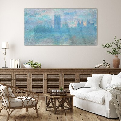 Foggy London in the morning Glass Print