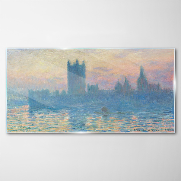 Sunset over London Glass Print