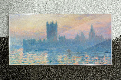 Sunset over London Glass Print