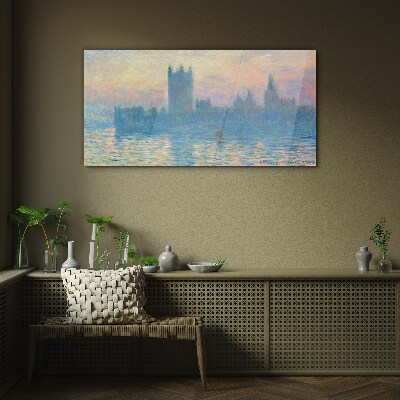 Sunset over London Glass Print