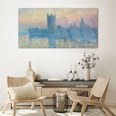 Sunset over London Glass Print