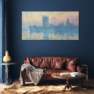 Sunset over London Glass Print