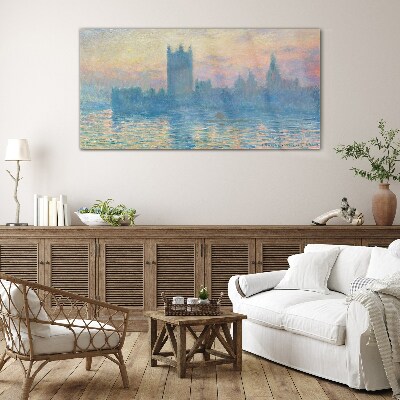 Sunset over London Glass Print
