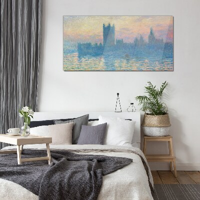 Sunset over London Glass Print