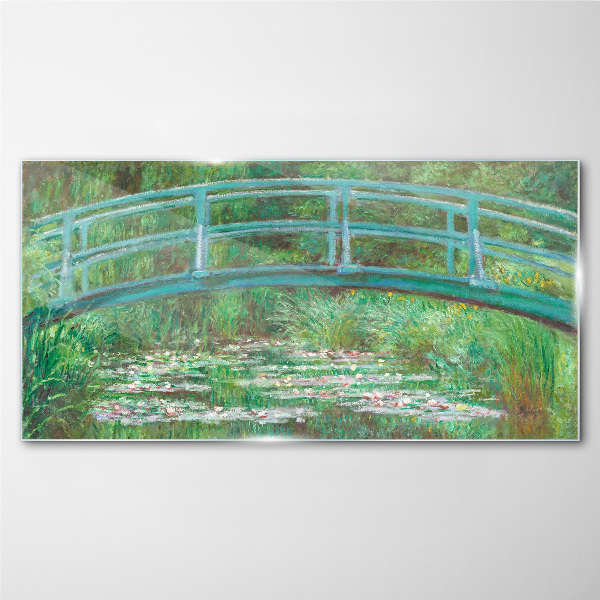 A bridge over the pond Glass Print
