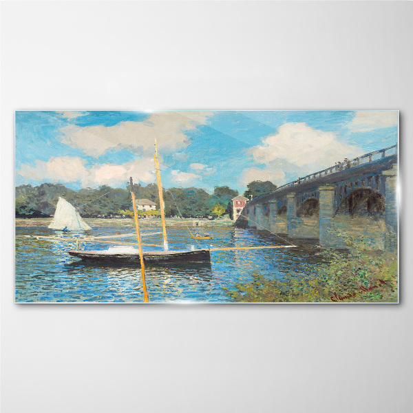 A quiet port on a sunny day Glass Print