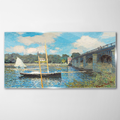A quiet port on a sunny day Glass Print