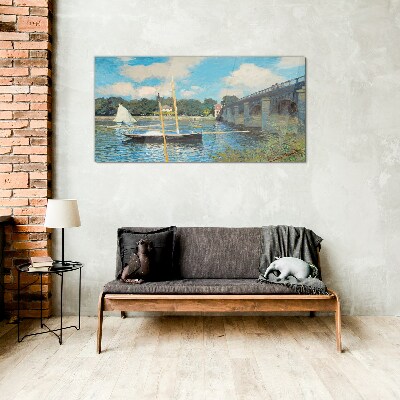 A quiet port on a sunny day Glass Print