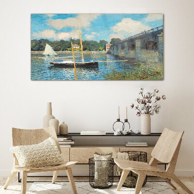 A quiet port on a sunny day Glass Print