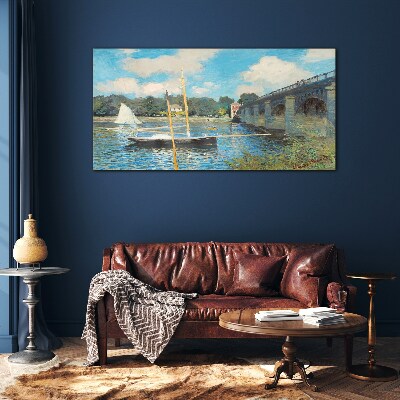 A quiet port on a sunny day Glass Print