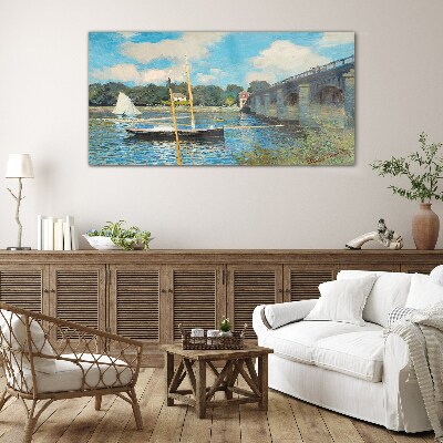 A quiet port on a sunny day Glass Print