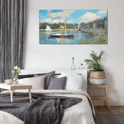 A quiet port on a sunny day Glass Print