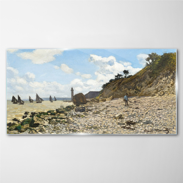 A quiet coast with a lighthouse Glass Print