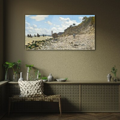 A quiet coast with a lighthouse Glass Print