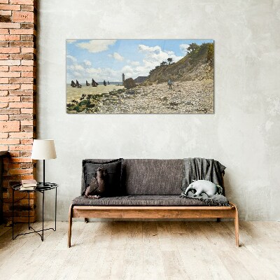 A quiet coast with a lighthouse Glass Print