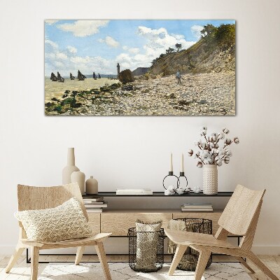A quiet coast with a lighthouse Glass Print