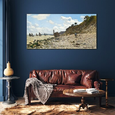 A quiet coast with a lighthouse Glass Print