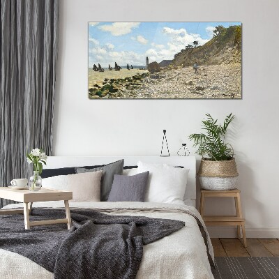 A quiet coast with a lighthouse Glass Print