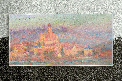Sunset monet vetheuil Glass Print