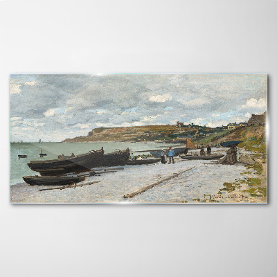 A quiet port on a summer day Glass Print