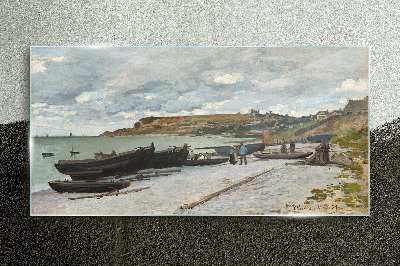 A quiet port on a summer day Glass Print