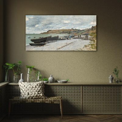 A quiet port on a summer day Glass Print