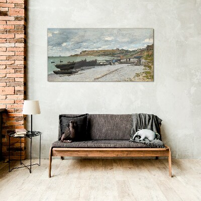A quiet port on a summer day Glass Print