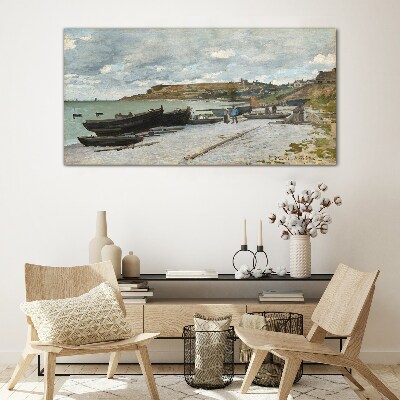 A quiet port on a summer day Glass Print