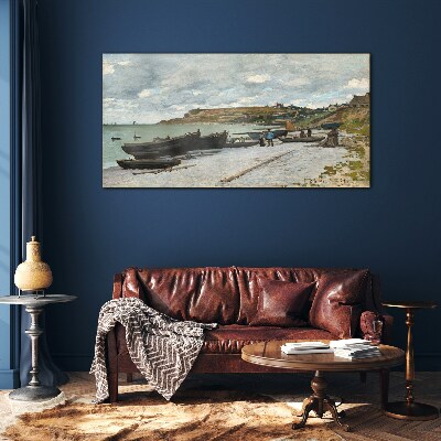 A quiet port on a summer day Glass Print
