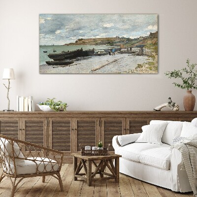 A quiet port on a summer day Glass Print
