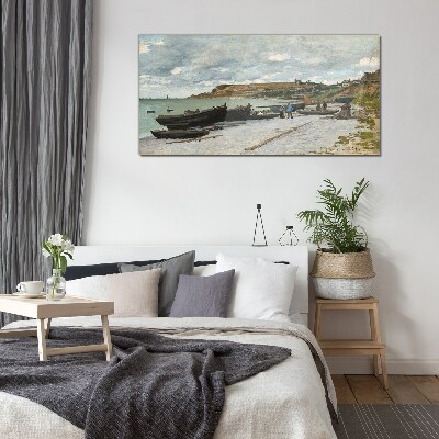 A quiet port on a summer day Glass Print
