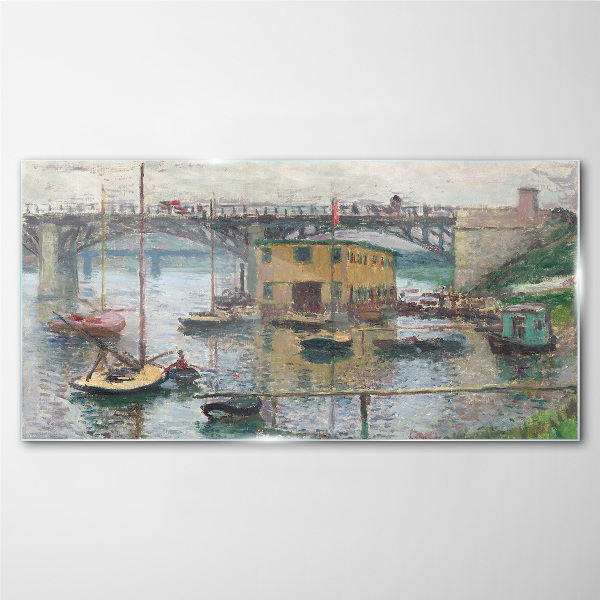 A peaceful port in pastel colors Glass Print