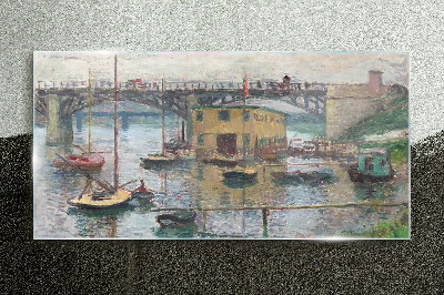 A peaceful port in pastel colors Glass Print