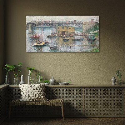 A peaceful port in pastel colors Glass Print