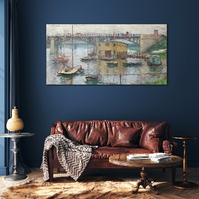 A peaceful port in pastel colors Glass Print