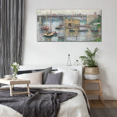 A peaceful port in pastel colors Glass Print