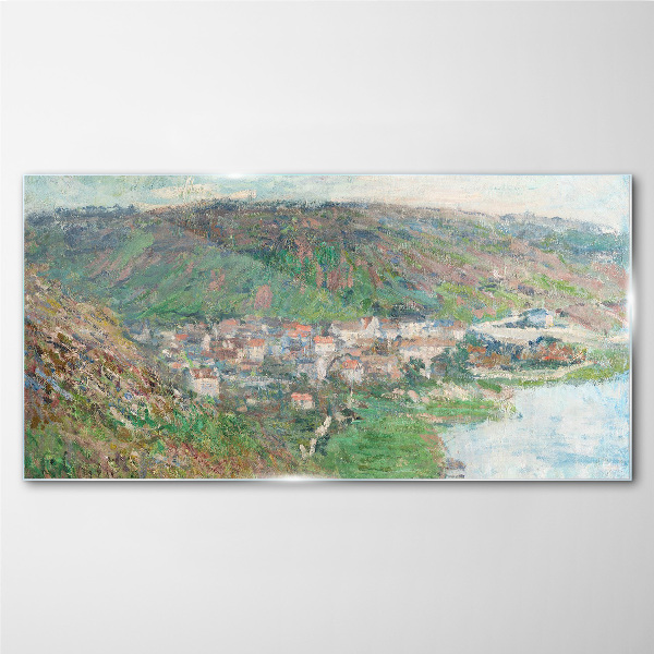 Spring landscape by the river Glass Print