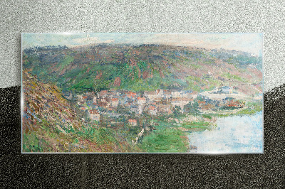 Spring landscape by the river Glass Print