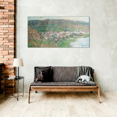 Spring landscape by the river Glass Print