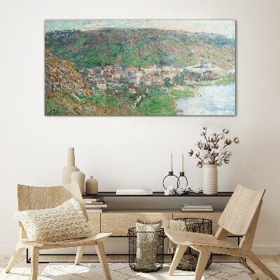 Spring landscape by the river Glass Print