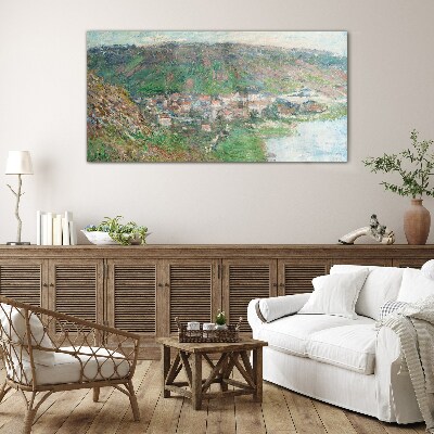 Spring landscape by the river Glass Print