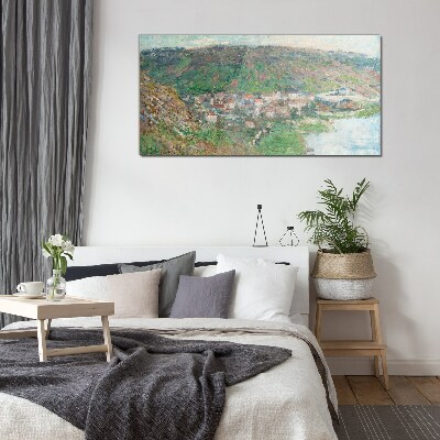 Spring landscape by the river Glass Print