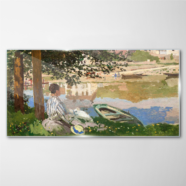 A quiet river bank Glass Print