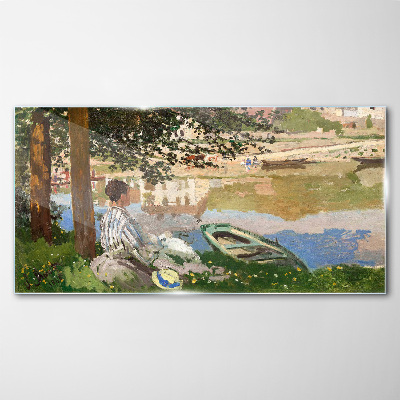 A quiet river bank Glass Print
