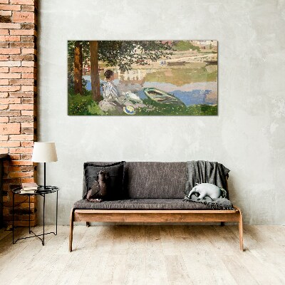 A quiet river bank Glass Print