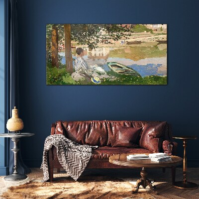 A quiet river bank Glass Print
