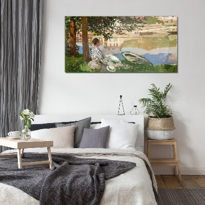 A quiet river bank Glass Print