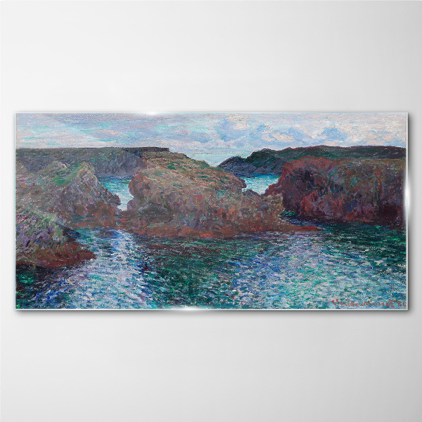 Sea cliffs in daylight Glass Print