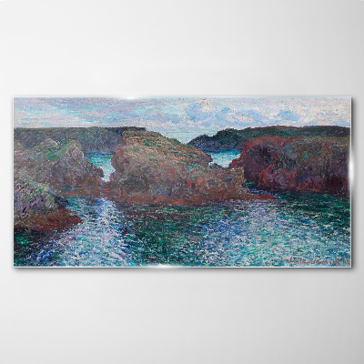 Sea cliffs in daylight Glass Print
